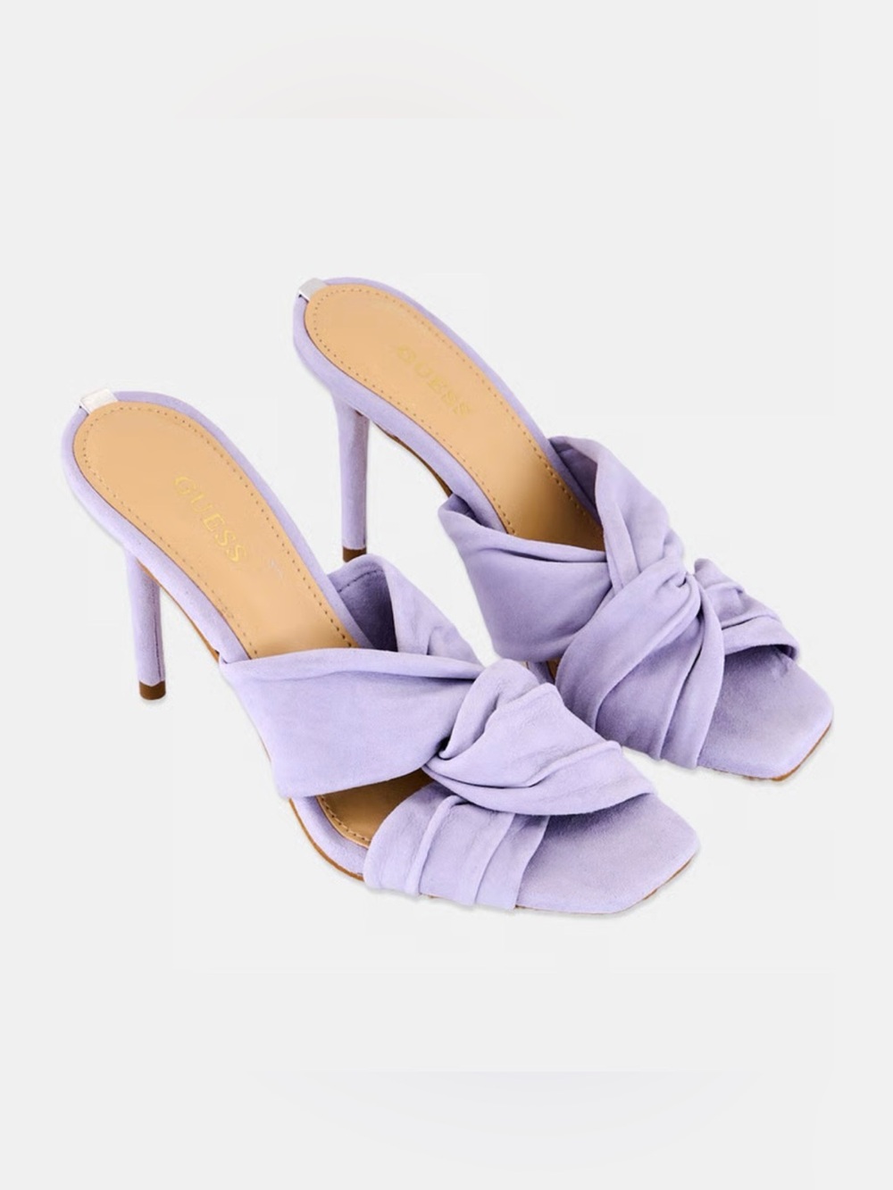 GUESS Daiva Lavender Suede Leather Slide Mules Metallic Logo | Sz. 7 NWB) - Picture 1 of 8